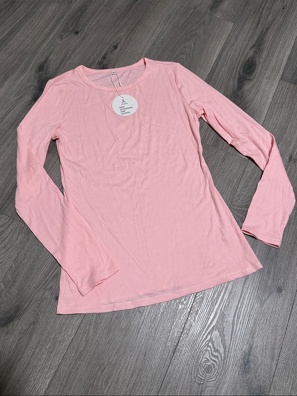 Light Pink Women's Long-Sleeve Ribbed Tee